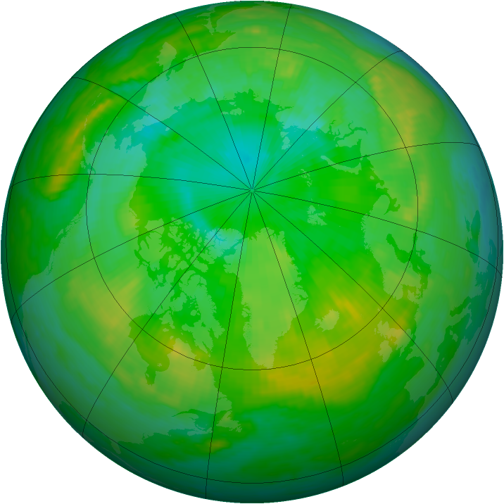 Arctic ozone map for 19 July 1985